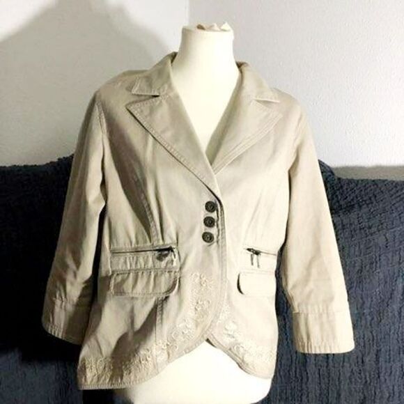 Multiples Khaki Blazer Jacket  Size Large - Picture 2 of 12